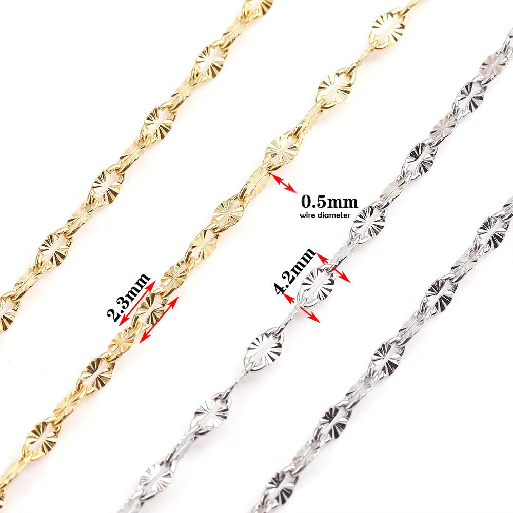 WG1030 Emboss lip chain-Vacuum Plating Waterproof Stainless steel diy chain