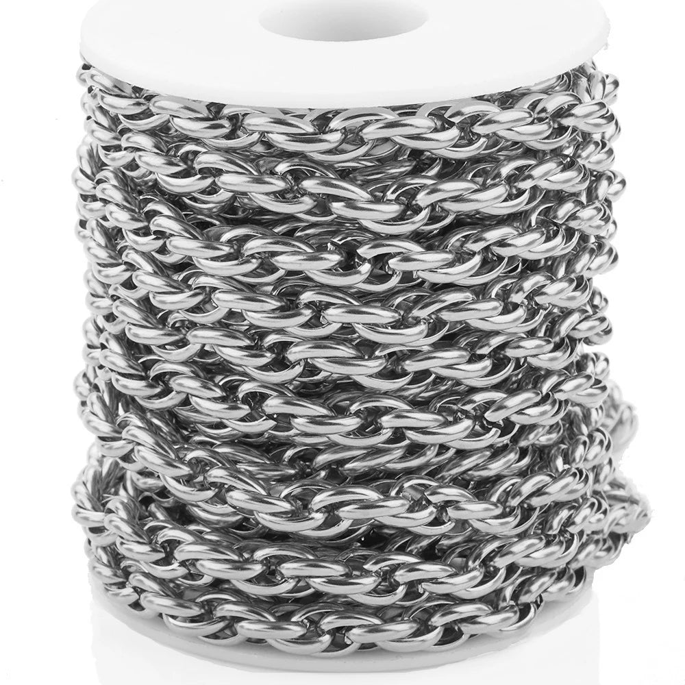 WG1037 7.3mm braided chain-Vacuum Plating Waterproof Stainless steel diy chain