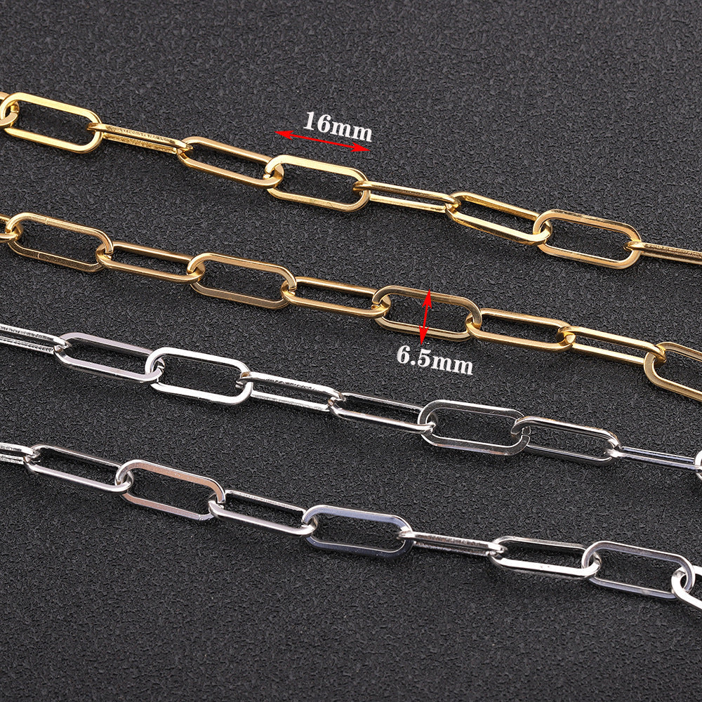 WG1051 Big paper clip Chain-Vacuum Plating Waterproof Stainless steel DIY chain