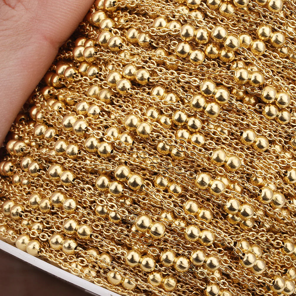 WG1052 Twin beads Chain-Stainless Steel Waterproof diy chain