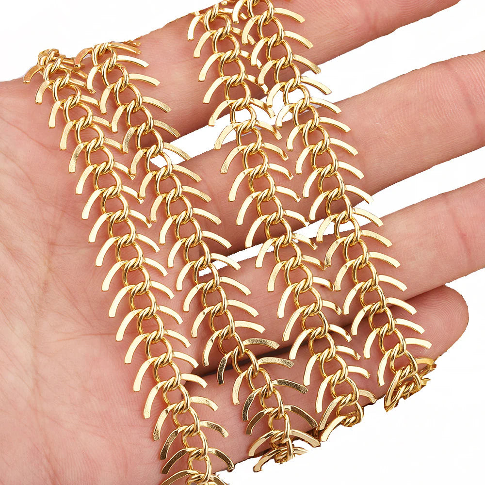 WG1027 Fish Bone Chain -Vacuum Plating Waterproof Stainless steel diy chain