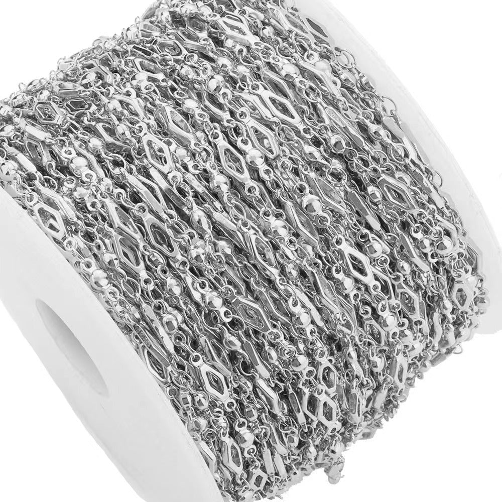 WG1068 Lozenge shaped ball chain-Vacuum Plating Waterproof Stainless steel chain