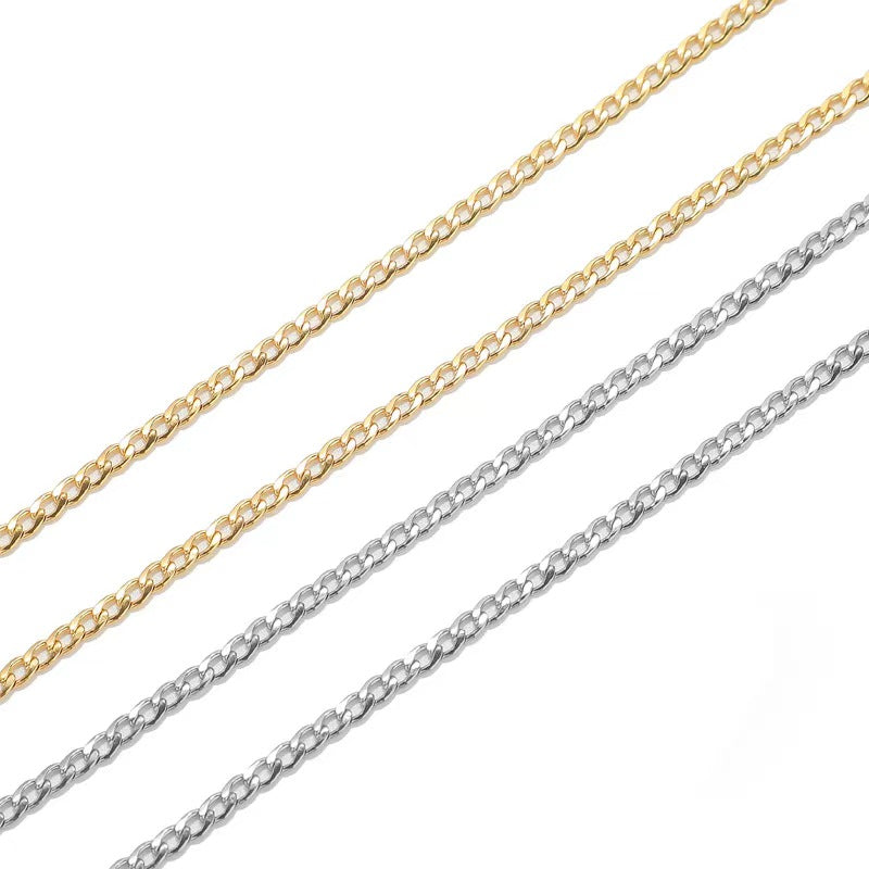 WG1016 1:1 cuban chain-Vacuum Plating Waterproof Stainless steel DIY chain