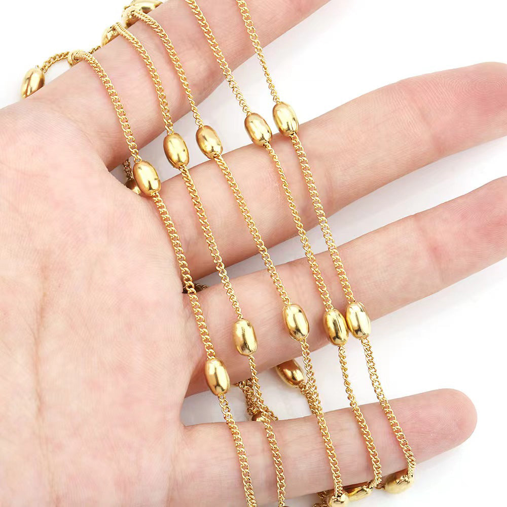 WG1031 oval beads chain-Vacuum Plating Waterproof Stainless steel chain