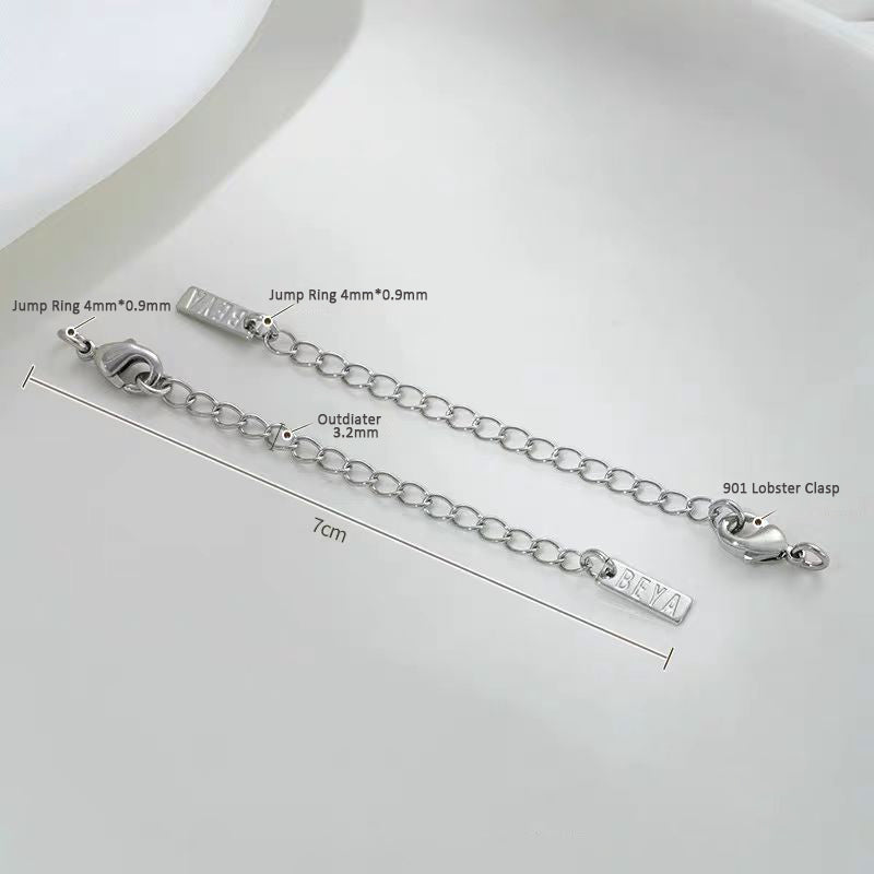 10pcs/pack Lobster Clasp and Adjust Chain Set -Vacuum Plating Waterproof Stainless steel