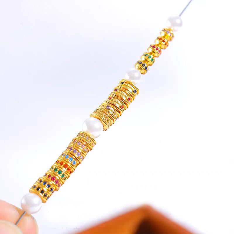 [WG1195] Zircon rainbow spacers for Jewelry diy charms