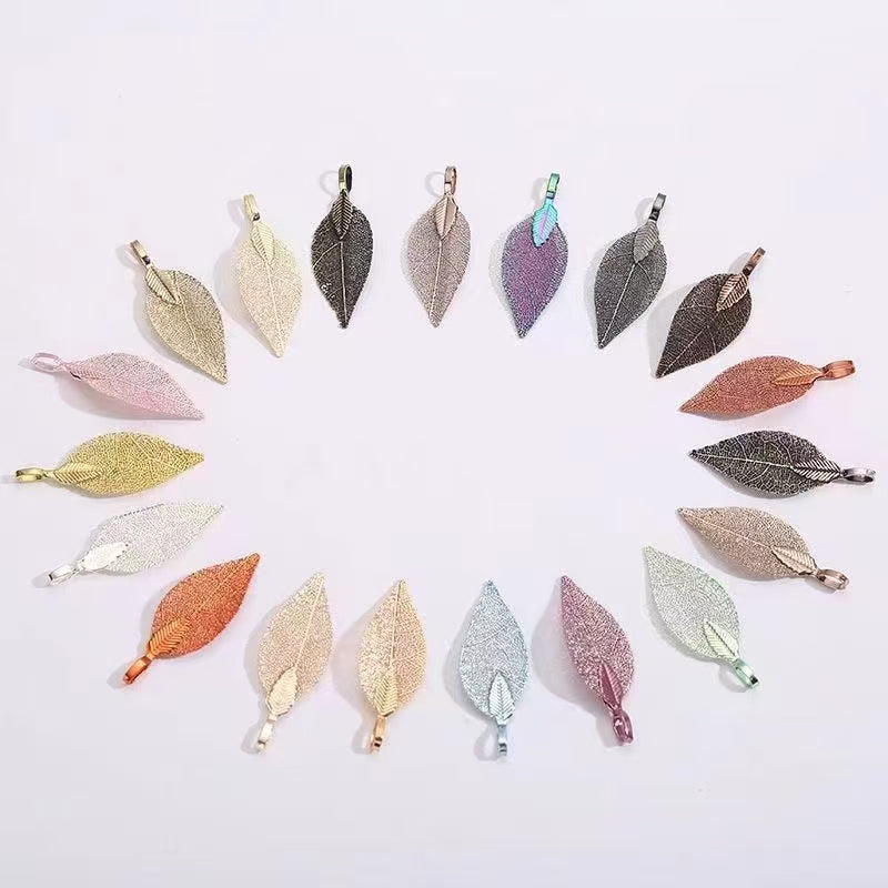 [WG1112] 10pcs Natural leaf with Multi copper plated