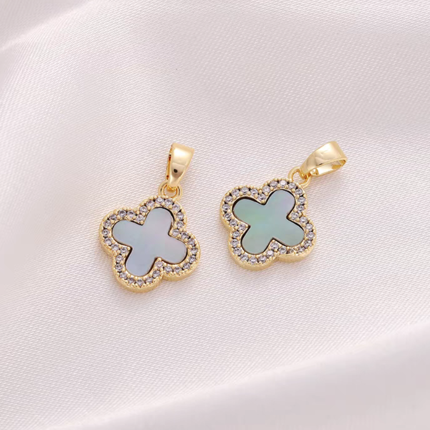 [WG1215] 14k Four Leaf Pendant & Charm