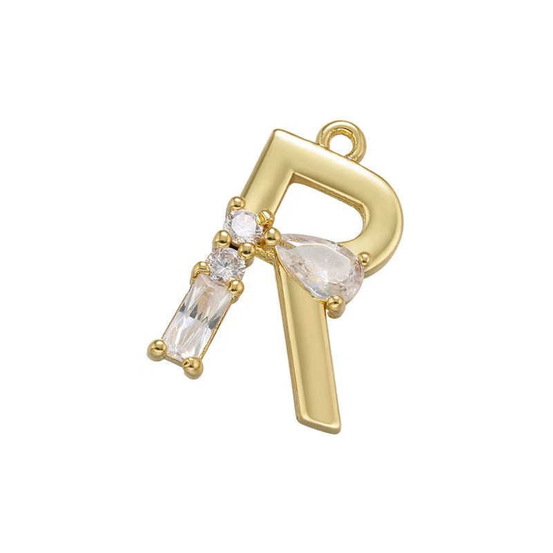 [WG1158] Letter spacer charm pendant with white zircon for jewelry diy