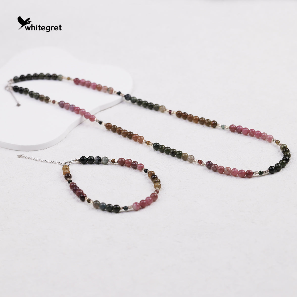 [WG0143] Natural Tourmaline & Silver925 Necklace & Bracelet and Earring combo sets