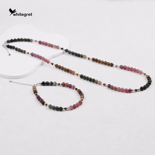 [WG0143] Natural Tourmaline & Silver925 Necklace & Bracelet and Earring combo sets