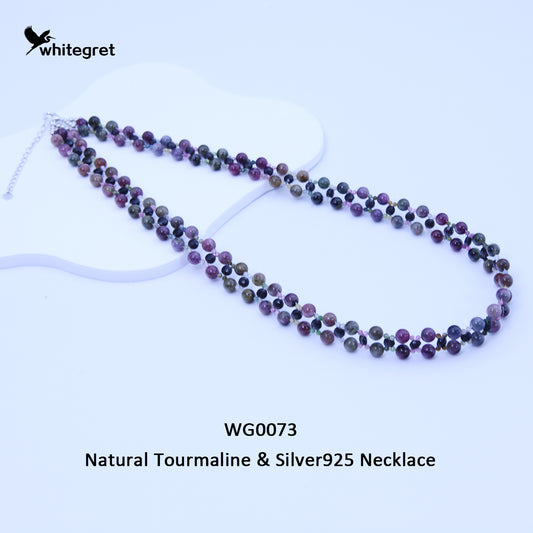 [WG0073] Tourmaline & Obsidian & Silver925 Necklace new original handmade design 2024 diy fashion girl valent Birthday Daily gifts