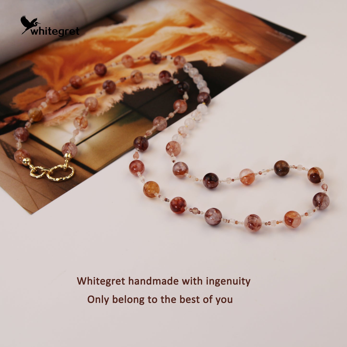 [WG0002] Natural Crystal  Fire Quartz Crystal Necklace sweater chain Red Hematoid bracelet handmade diy new design valent new year gifts Wedding Engagement Daily Birthday Auspicious Anniversary 10㎜+