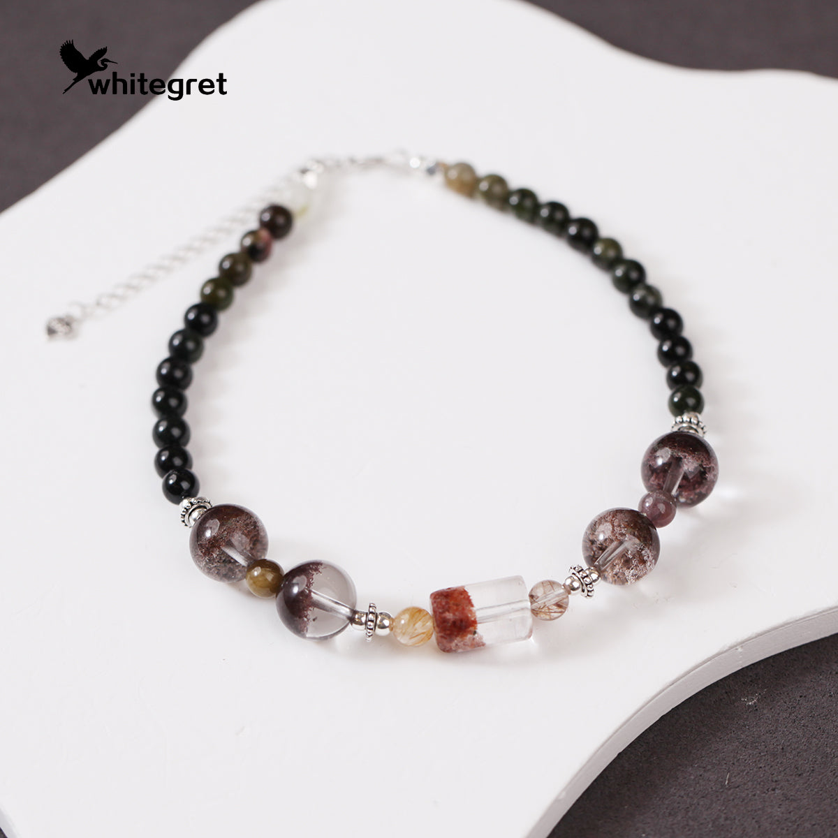 [WG0136] High Quality Phantom Quartz & Toumaline & silver925 Bracelet