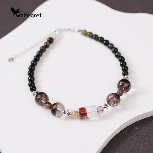 [WG0136] High Quality Phantom Quartz & Toumaline & silver925 Bracelet