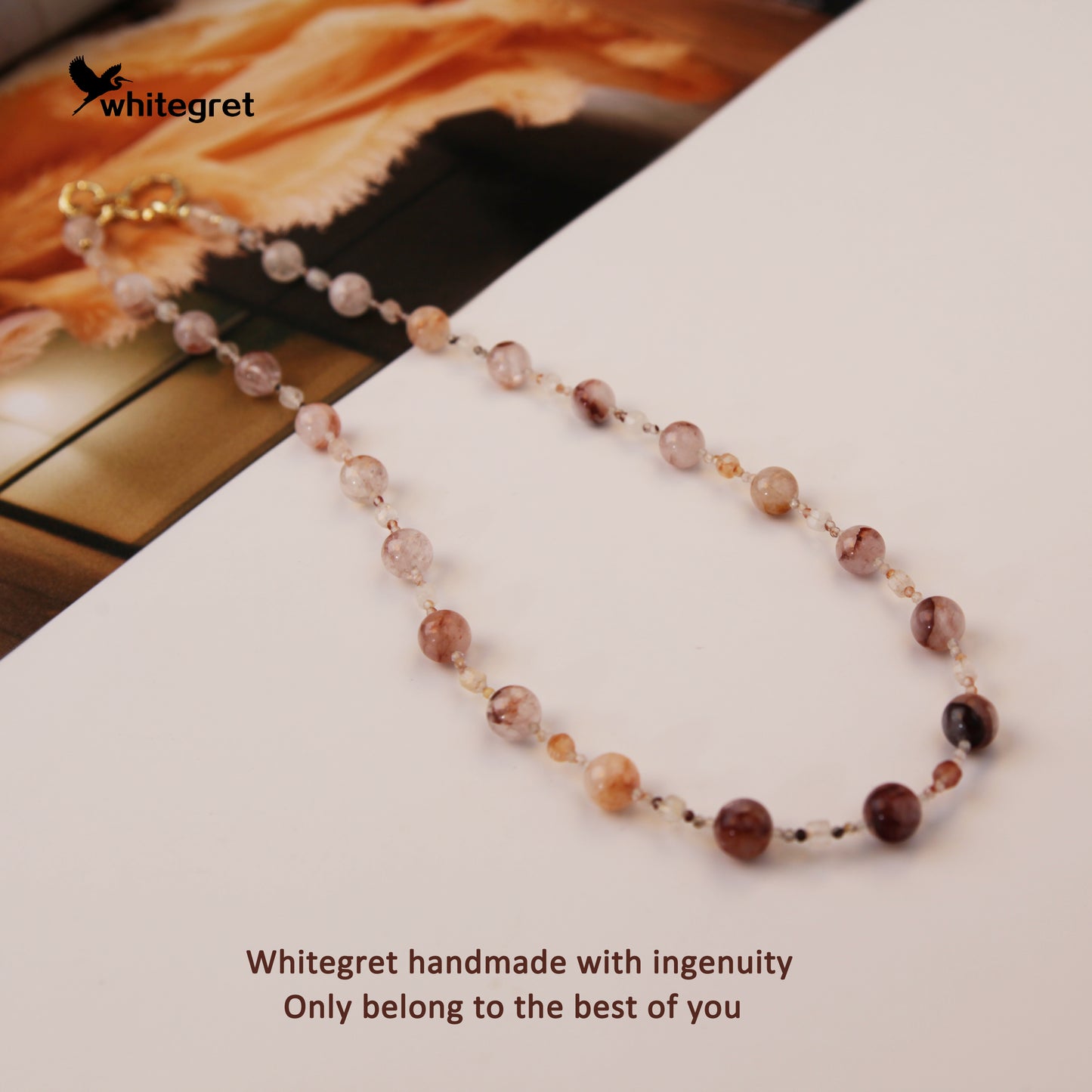 [WG0007] Natural Crystal Fire Quartz Crystal Necklace Red Hematoid bracelet sweater chain handmade diy 2024 new design valent new year gifts Wedding Engagement Daily Birthday Auspicious Anniversary 9.6㎜+ over ＄25 free shipping