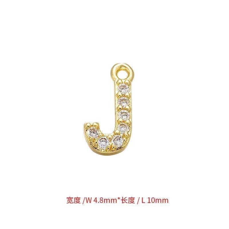 [WG1159] Letter spacer charm pendant with white zircon silver or gold for jewelry diy