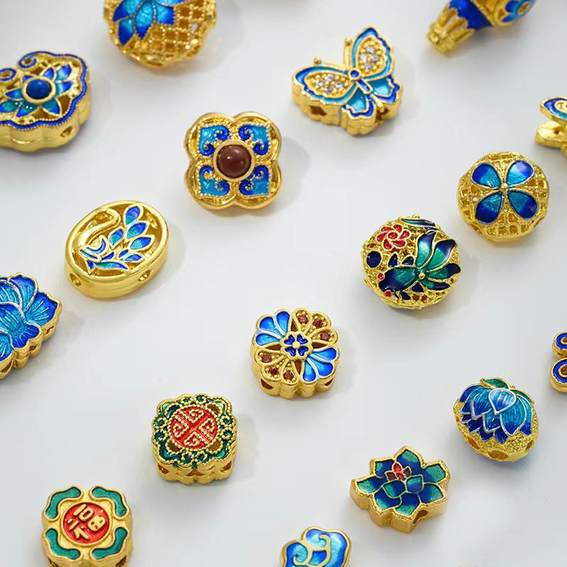 [WG1172] Cloidonne & Colour enamels spacers charms for jewelry diy