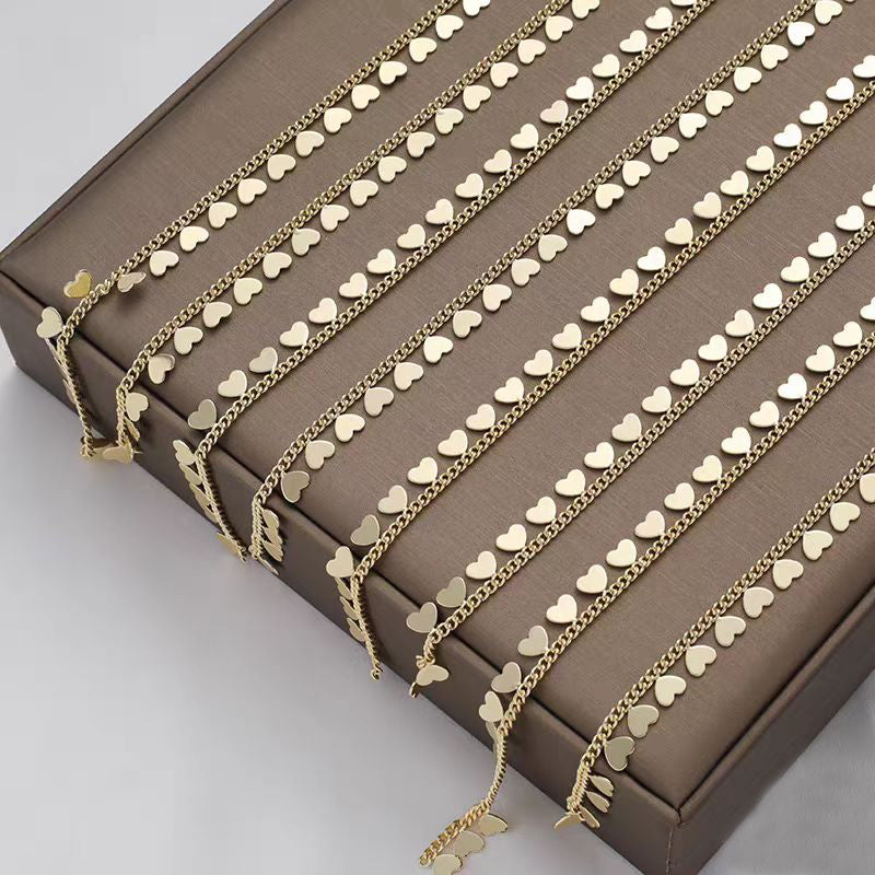 [WG1140] 1M Heart and Star Chain-Vacuum Plating Waterproof Jewelry DIY chain