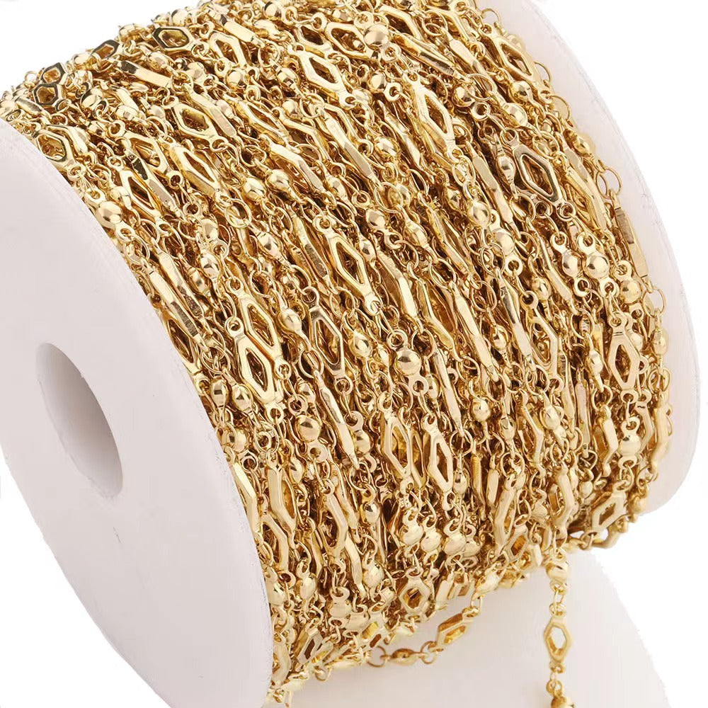 WG1068 Lozenge shaped ball chain-Vacuum Plating Waterproof Stainless steel chain