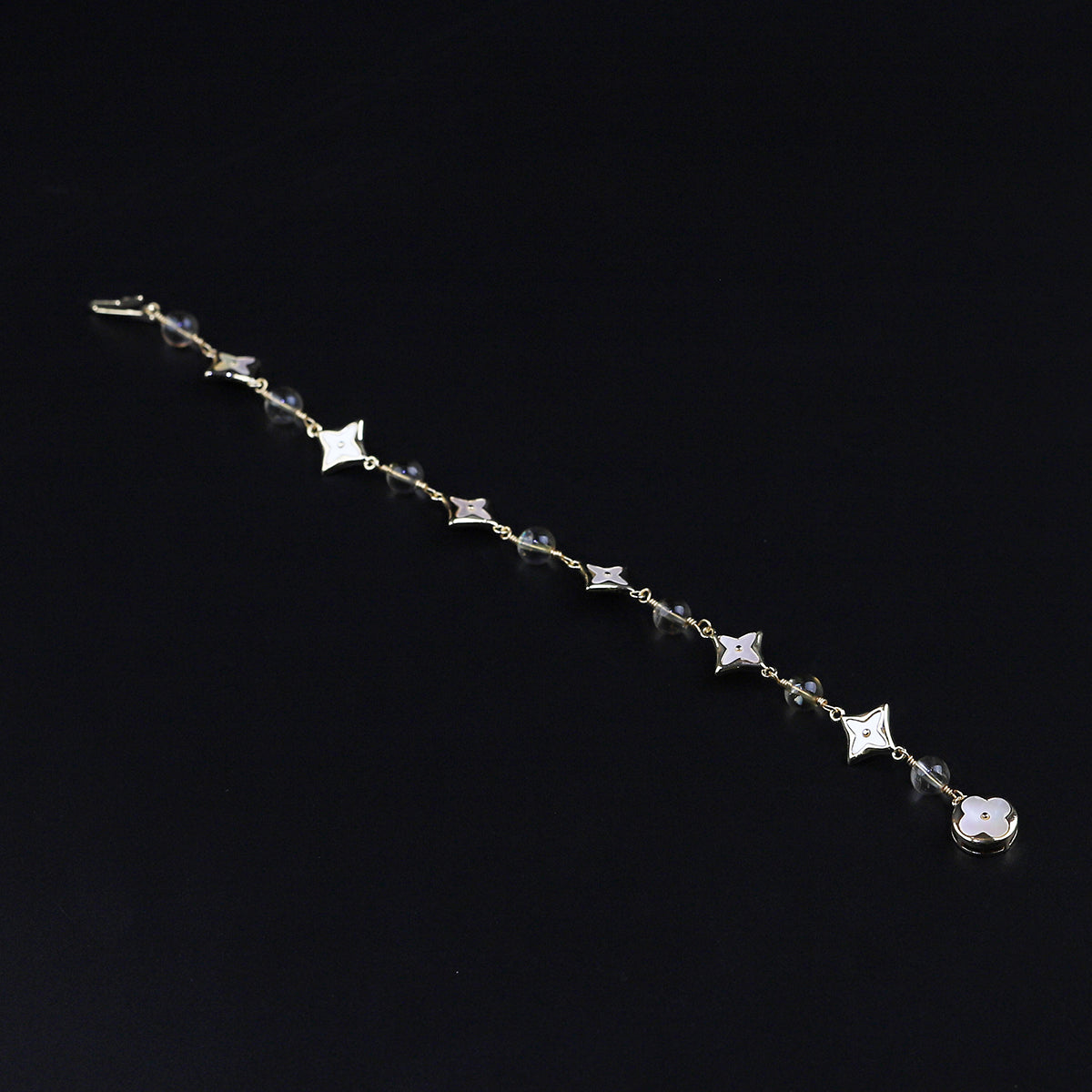 [WG5001] High Quality Natural Citrine & Four leaves Shell spacers Bracelet