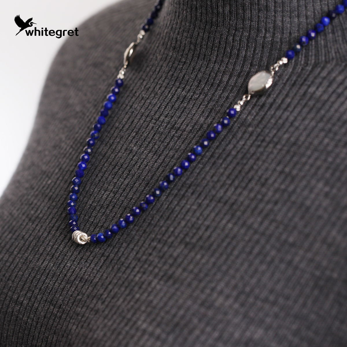 [WG0133] Natural Lapis Lazuli & Silver925 Necklace & Bracelet combo sets