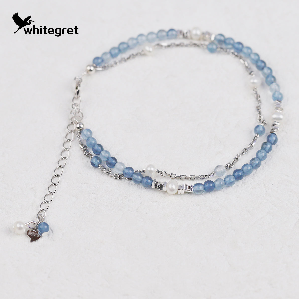 [WG0216] Aquamarine & Silver925 Necklace Bracelet Set