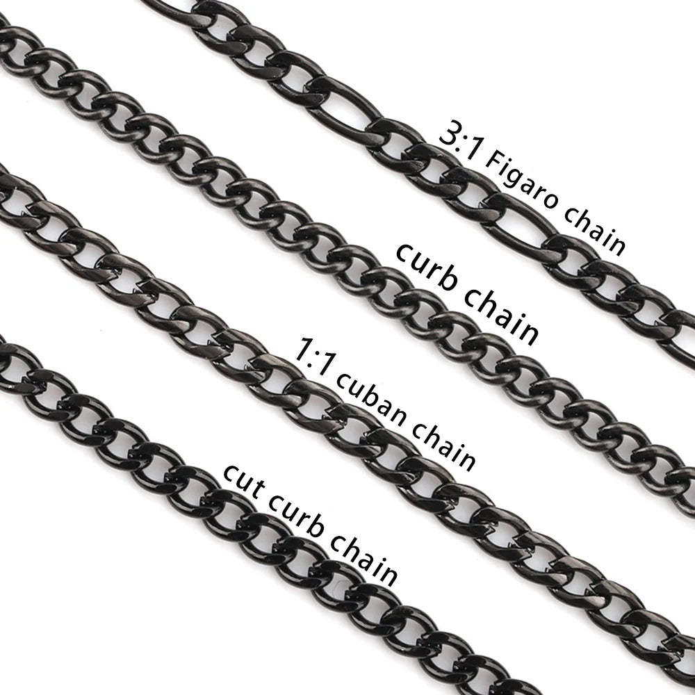 WG1065  Four style black chain-Vacuum Plating Waterproof Stainless steel chain