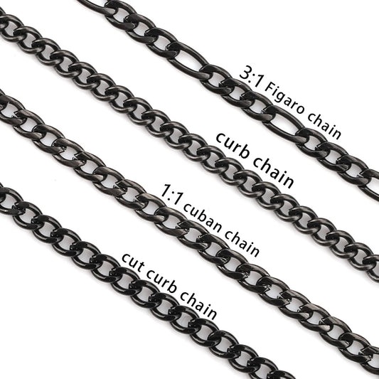WG1065  Four style black chain-Vacuum Plating Waterproof Stainless steel chain