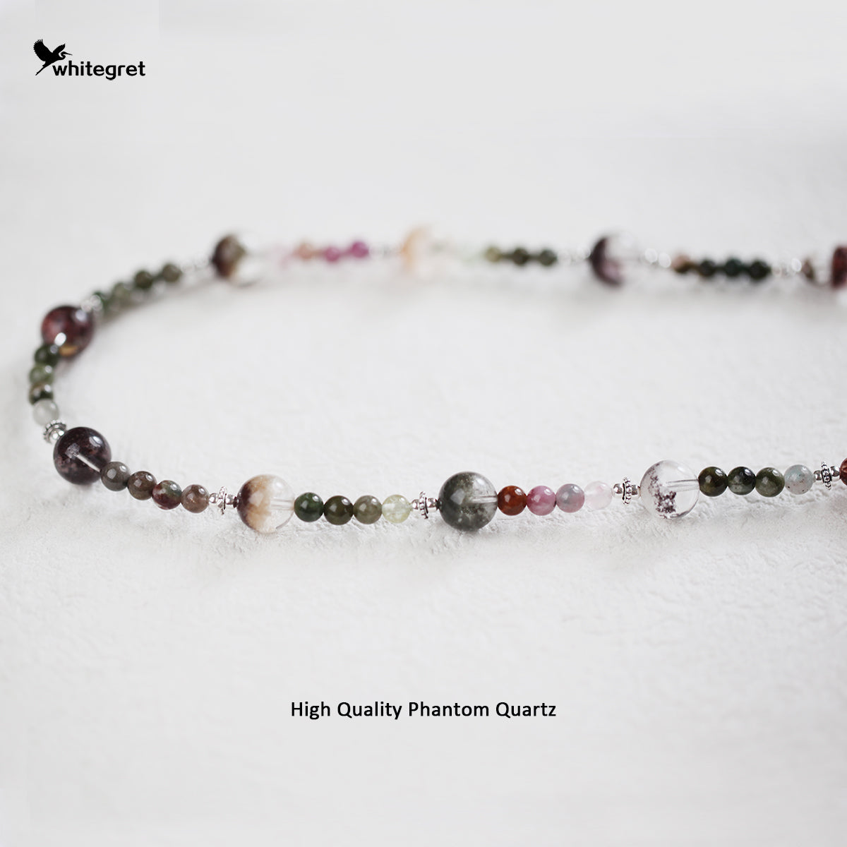 [WG0135] High Quality Natural Crystal Phantom Quartz & Toumaline & silver925 Necklace