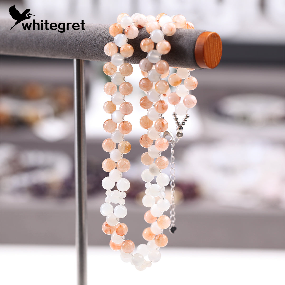 [WG0097] Natural Crystal Red Hematoid & Moonstone & Silver925 Necklace 2024 new handmade diy jewelry design for girl women Birthday Daily gift