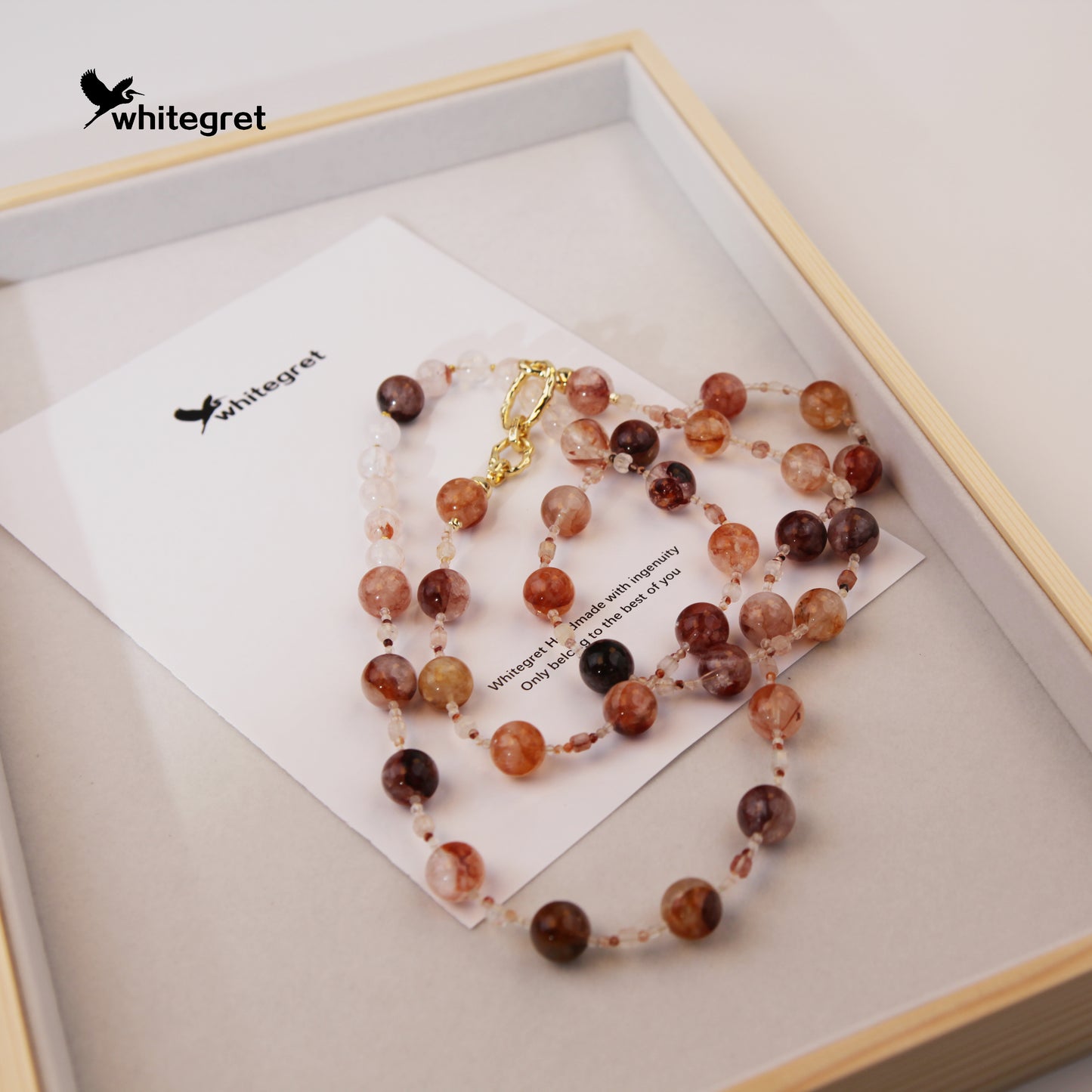 [WG0002] Natural Crystal  Fire Quartz Crystal Necklace sweater chain Red Hematoid bracelet handmade diy new design valent new year gifts Wedding Engagement Daily Birthday Auspicious Anniversary 10㎜+