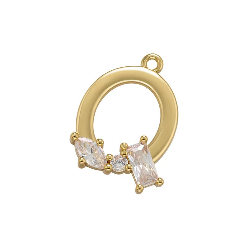 [WG1158] Letter spacer charm pendant with white zircon for jewelry diy
