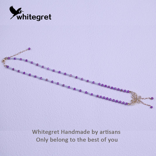 [WG0062] Lepidolite & Angelite Necklace over $25 free shipping