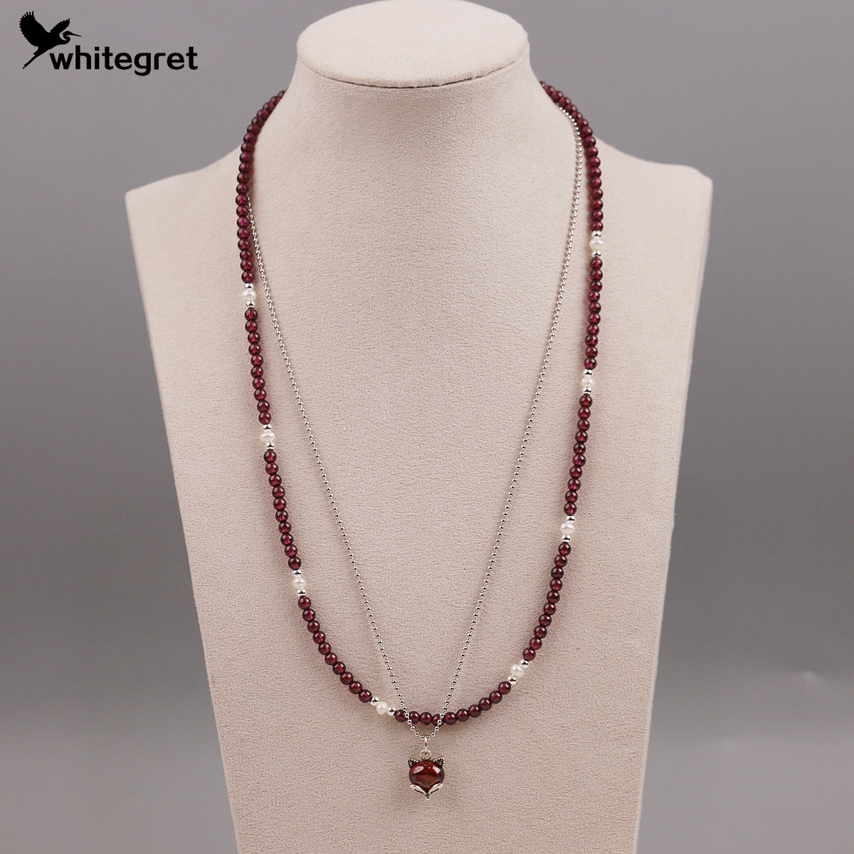 [WG0219] Natural Purple Garnet & Silver925 Necklace combo set