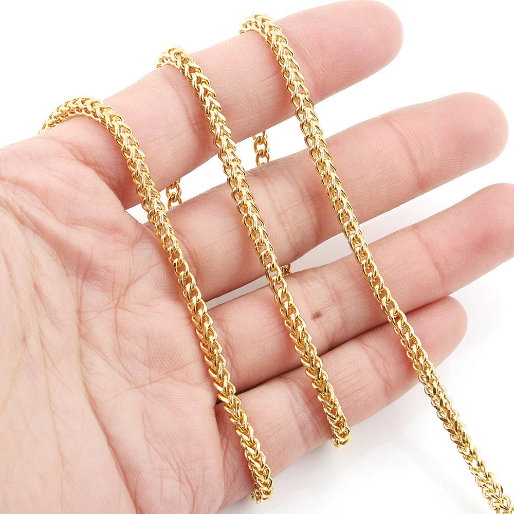 WG1038  Cut braided chain-Vacuum Plating Waterproof Stainless steel chain