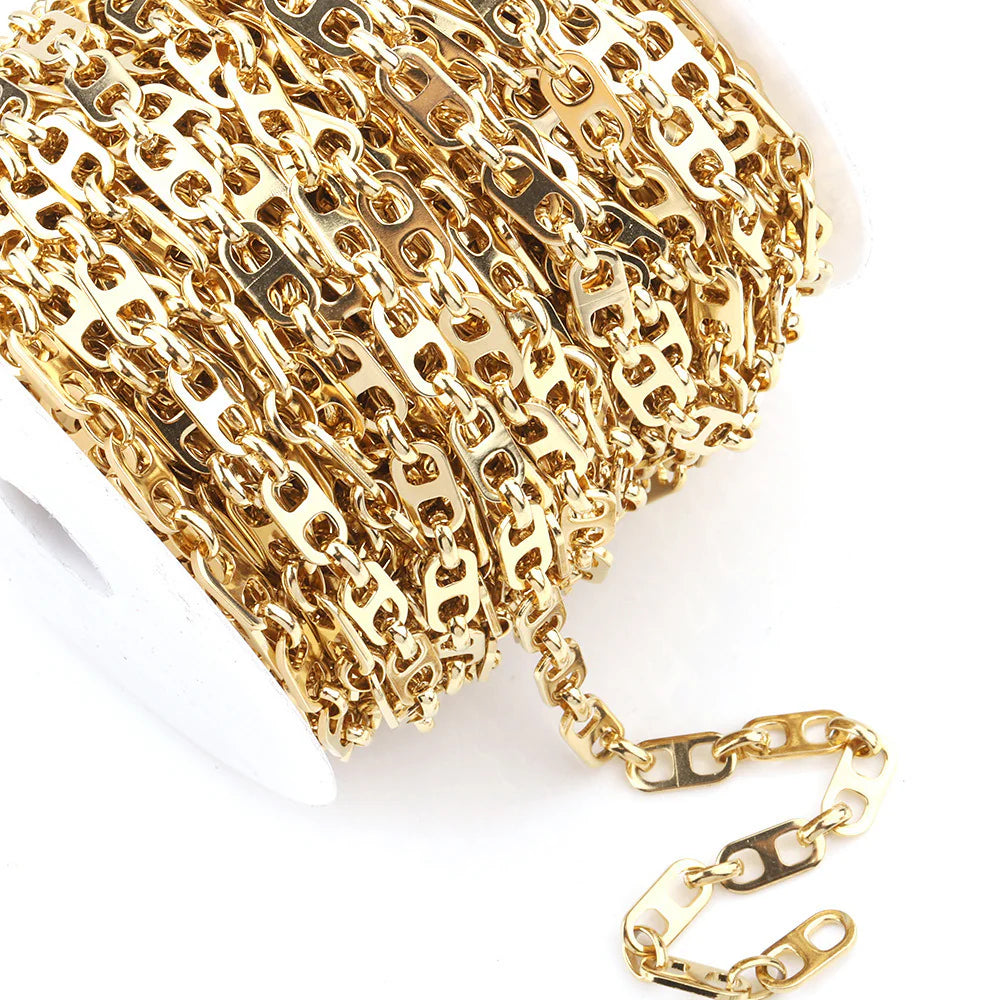 WG1067 6mm anchor chain-Vacuum Plating Waterproof Stainless steel chain