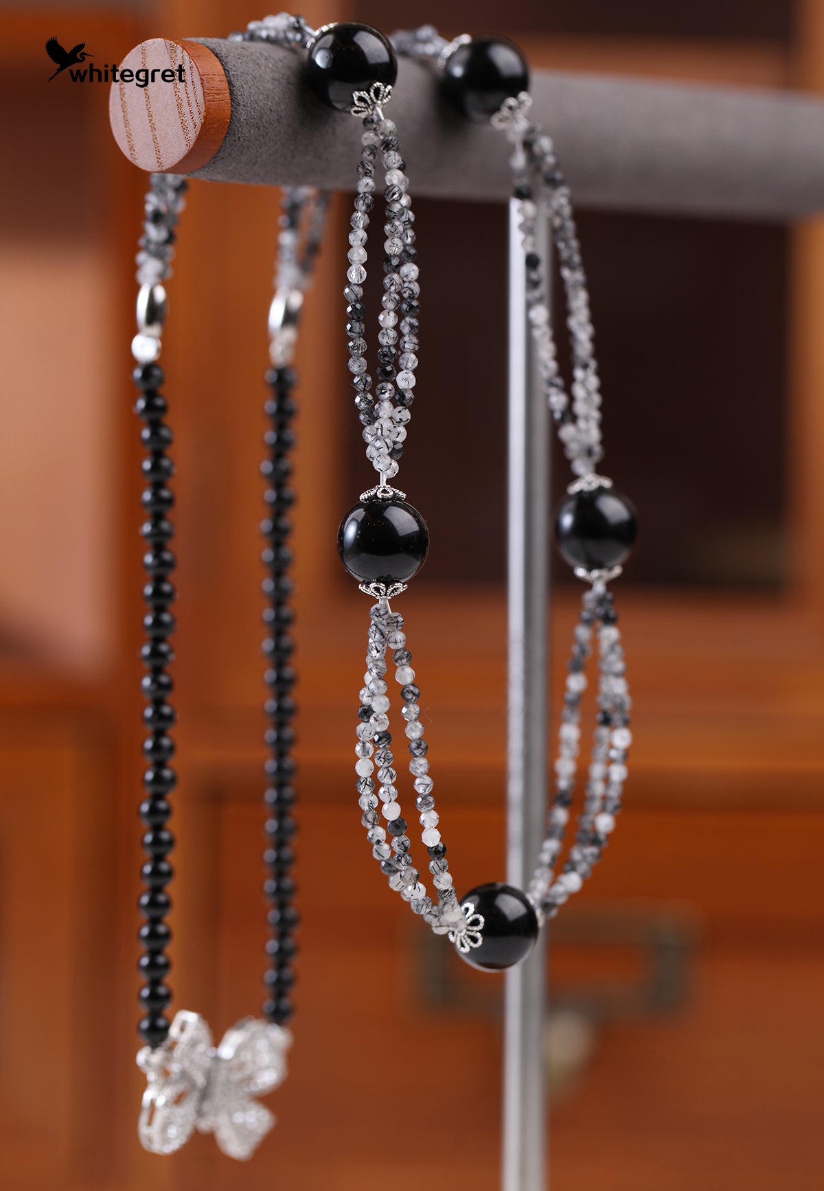 [WG0068] Natural  Black Tourmaline & Black Quartz Rutilated Necklace 2024 new fashion handmade jewelry diy girl Daily Birthday gifts