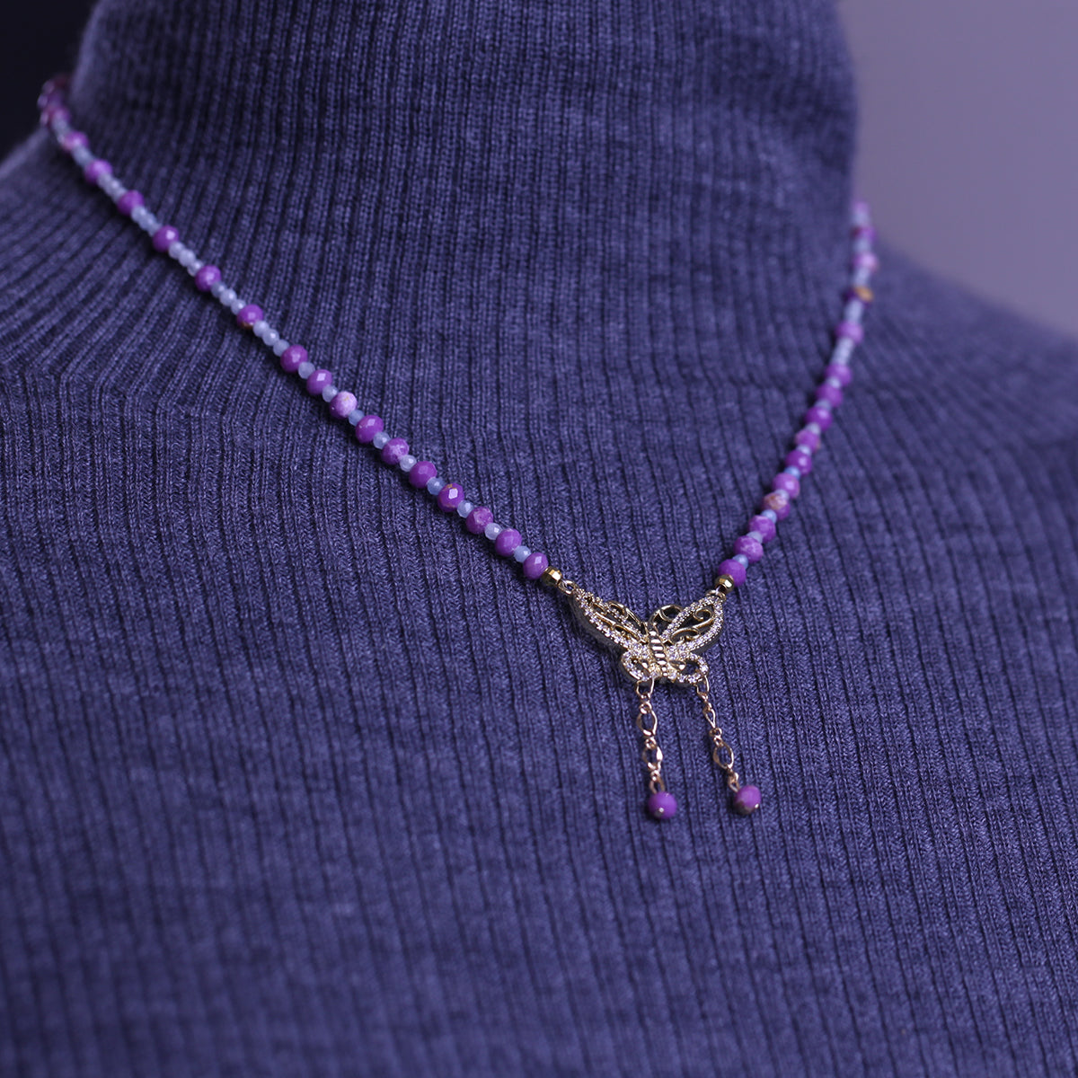 [WG0062] Lepidolite & Angelite Necklace over $25 free shipping