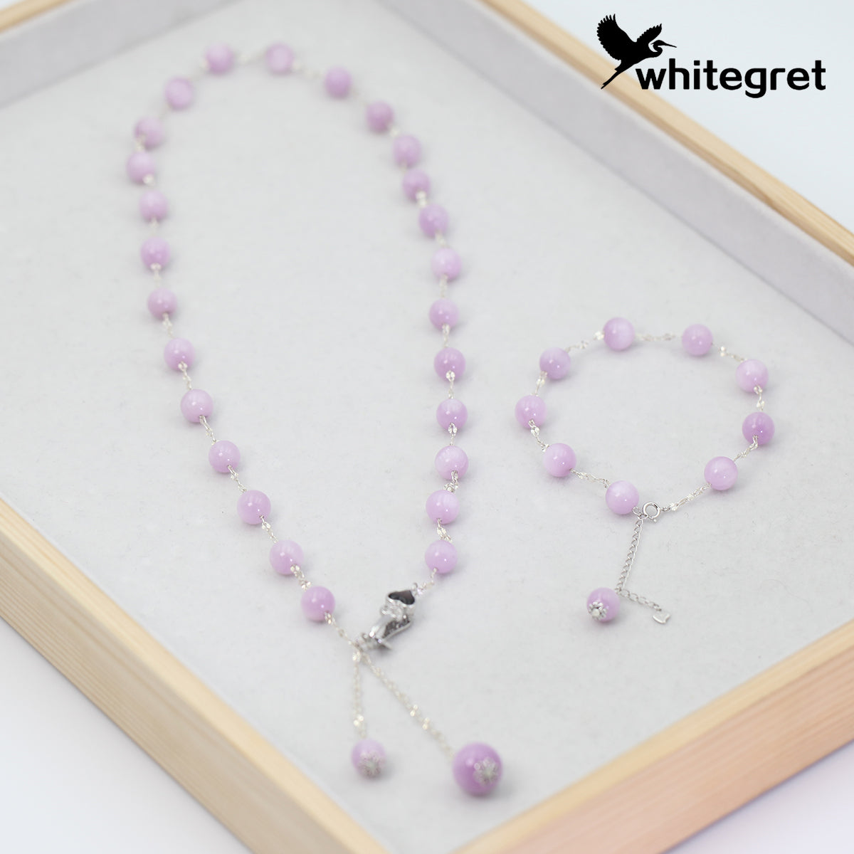 [WG0162]  Handmade Kunzite & Silver925 Necklace & Bracelet Set