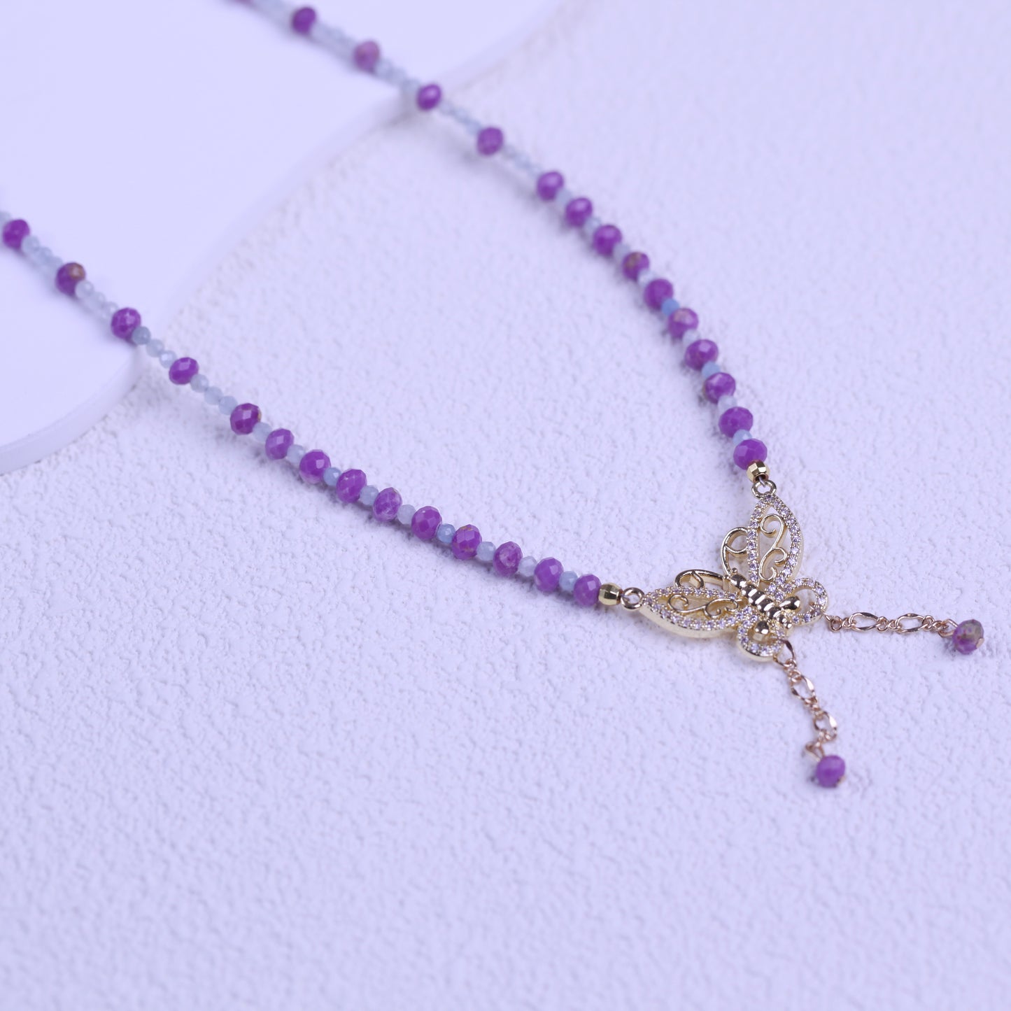 [WG0062] Lepidolite & Angelite Necklace over $25 free shipping