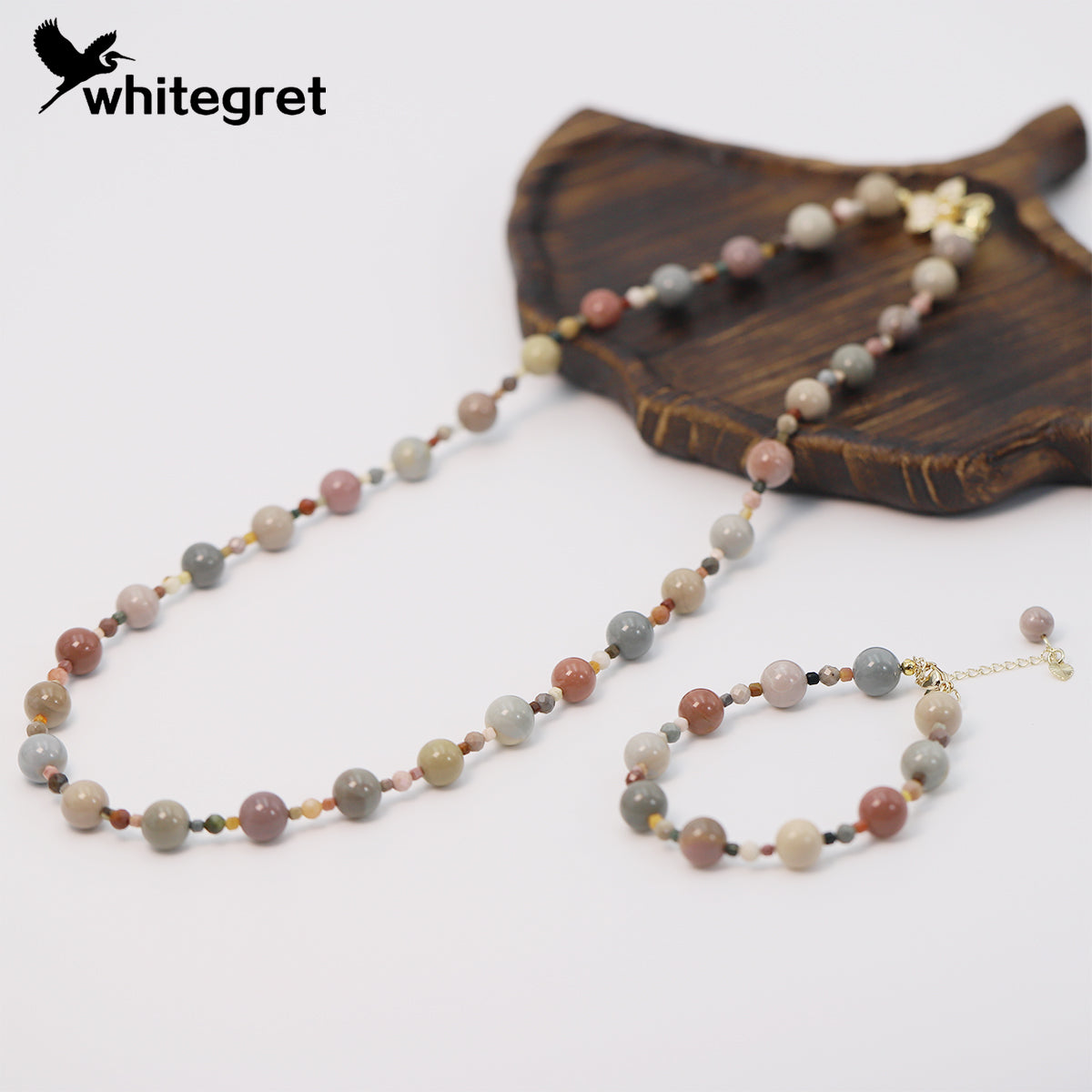 [WG0175] Handmade Natural Colorful Alashan Necklace & Bracelet set