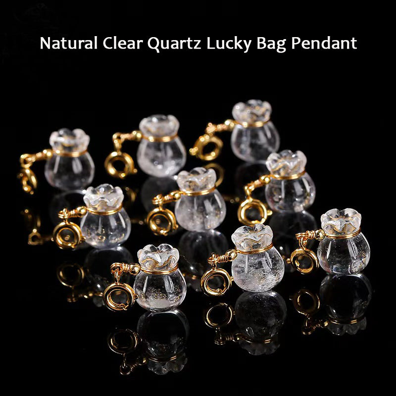 WG1074   Natural Clear Quartz Lucky Bag Pendant-Charms