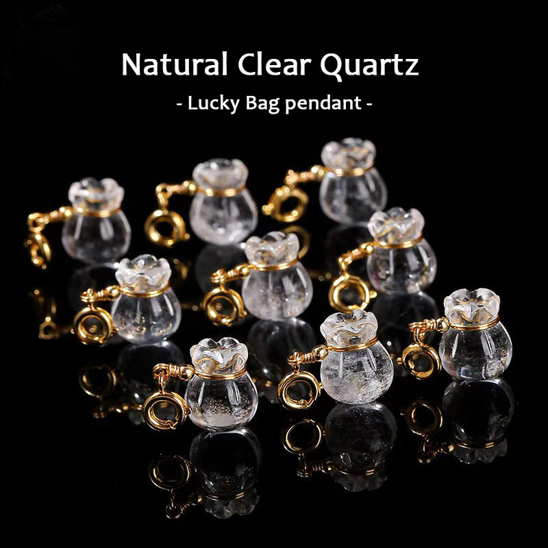 WG1074   Natural Clear Quartz Lucky Bag Pendant-Charms