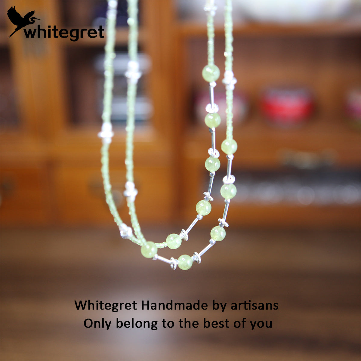 [WG0043] Natural Crystal Prehnite & Peridot  Necklace new original handmade design diy bracelet Birthday Daily girls gifts