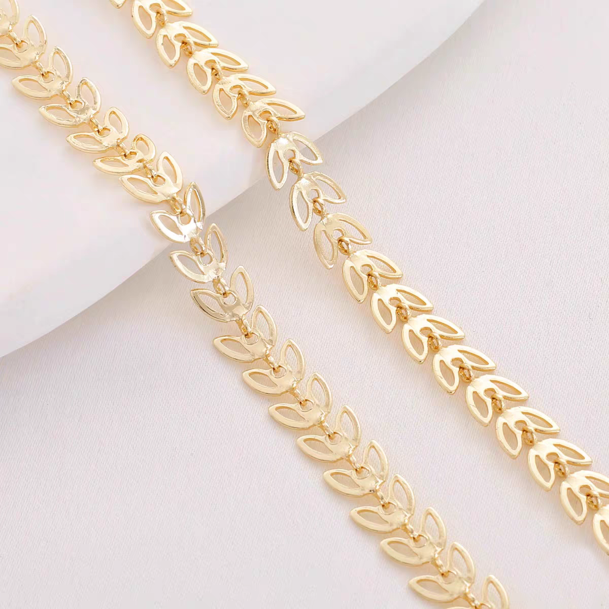 [WG1190] 1M Skeleton Leaves & Embossed leaves Chain-Vacuum Plating waterproof Jewelry DIY Chain