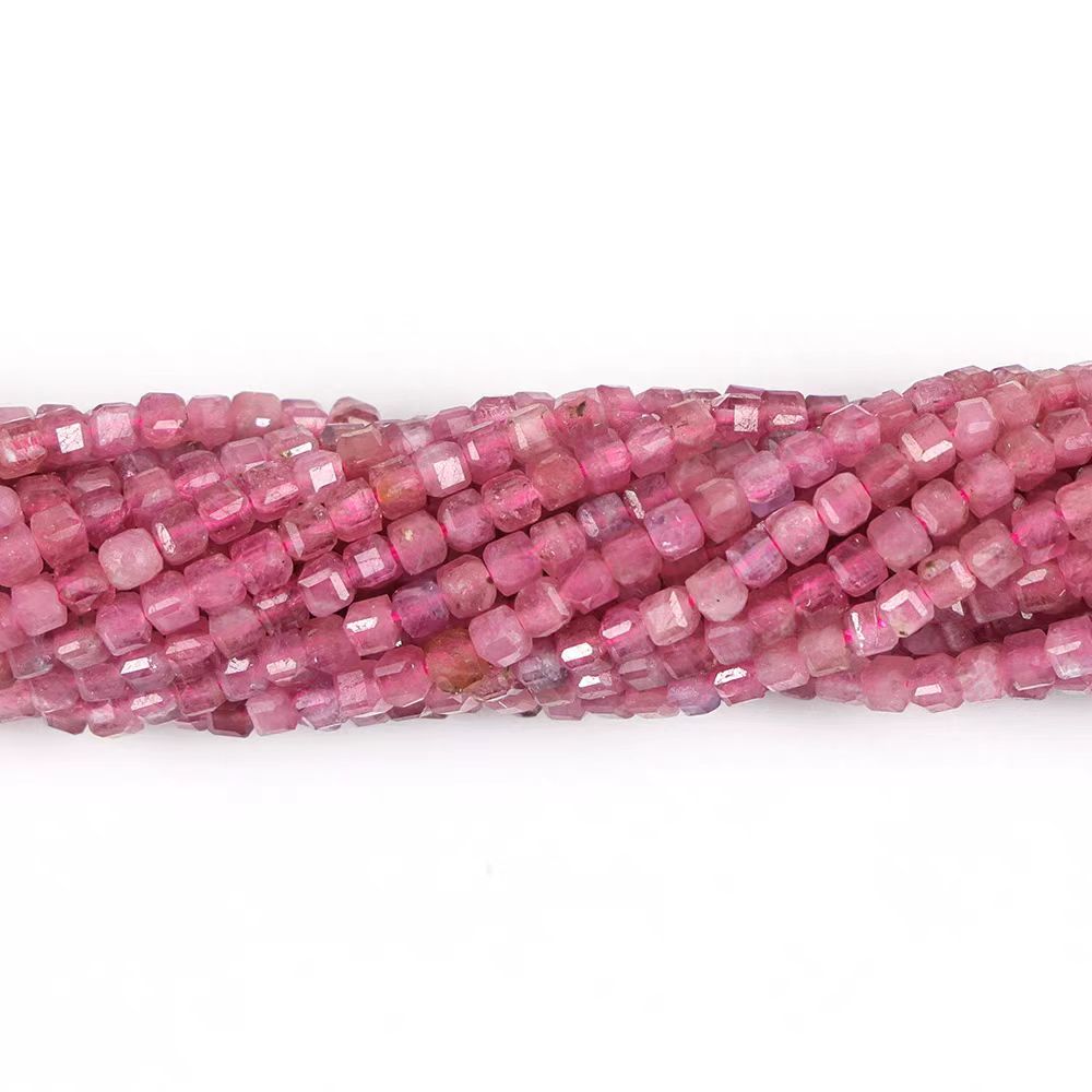[WG1109] 2*2mm Natural Pink Toumaline Square shap 1 string for Jewelry diy