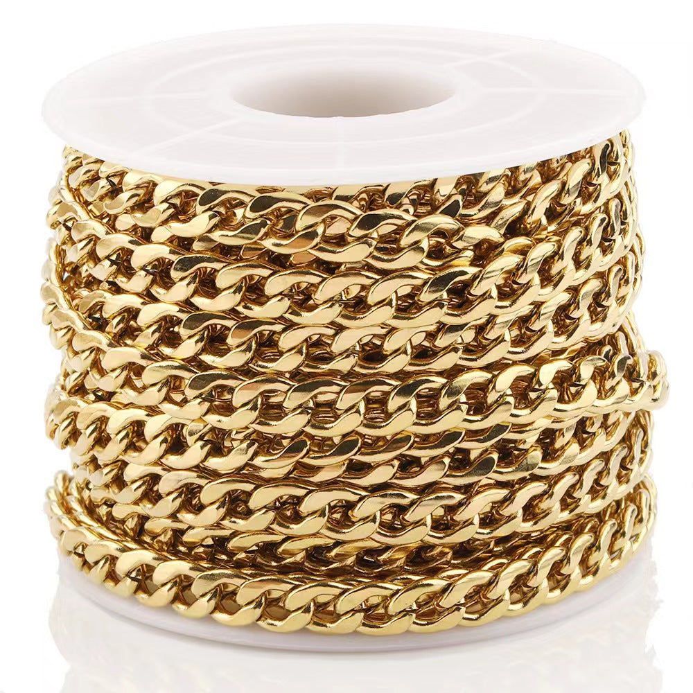 WG1016  1:1 cuban chain-Vacuum Plating Waterproof Stainless steel DIY chain