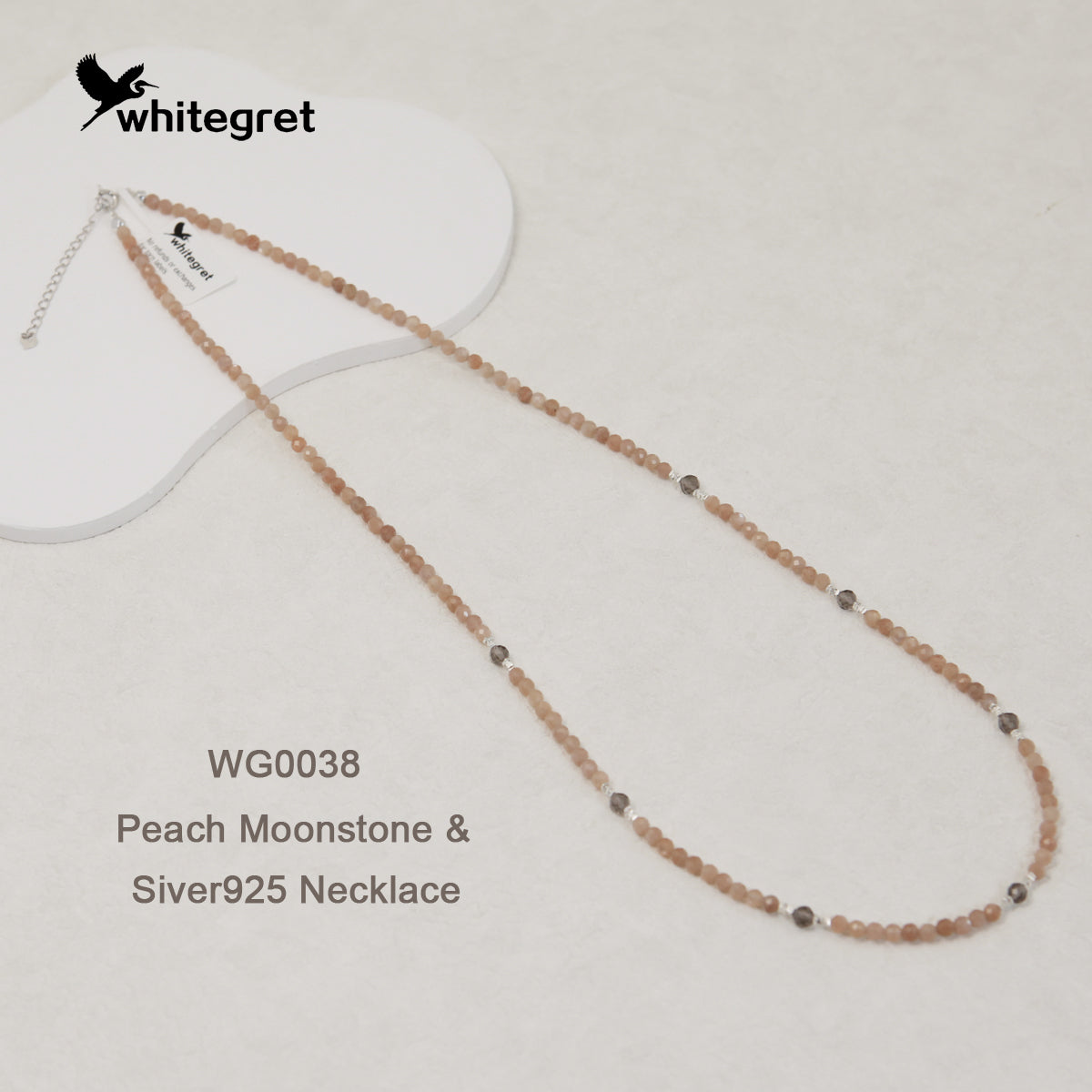 [WG0038] Natural Crystal Peach Moonstone & Silver925 Necklace original handmade diy design 2024 new fashion girl valent bracelet Daily Birthday gifts