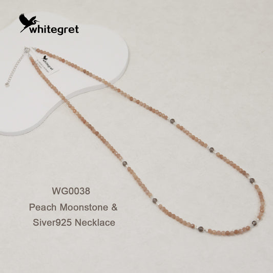 [WG0038] Natural Crystal Peach Moonstone & Silver925 Necklace original handmade diy design 2024 new fashion girl valent bracelet Daily Birthday gifts